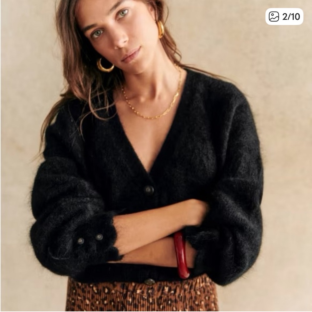 Sézane RARE Mia jumper cardigan in black medium - Picture 5 of 17